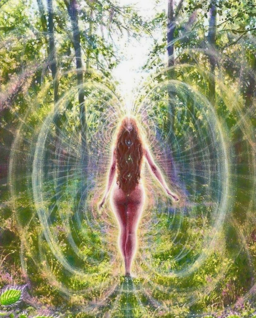 Woman from behind in a forest